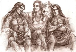 Curufin, Celegorm and Caranthir trinity on the couch by righon.jpg