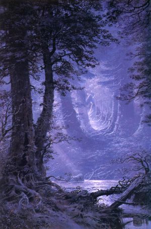 Ted Nasmith - By Moonlight in Neldoreth Forest.jpg