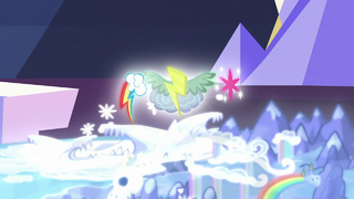 Twilight and Rainbow's cutie marks float over Wonderbolt Academy S6E24.png