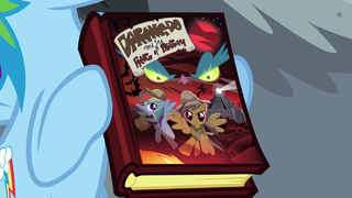 Rainbow Dash holding Daring Do book S04E04.png