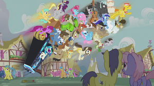 Ponies go flying from the DJ station S5E9.png