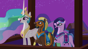 Celestia and delegates impressed by fireworks S3E5.png