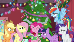 Pinkie Pie smiling; her friends exasperated BGES2.png