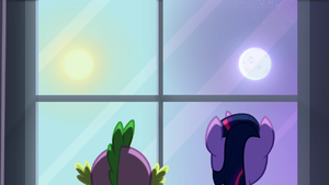 Spike and Twilight observing the day and night sky S4E01.png