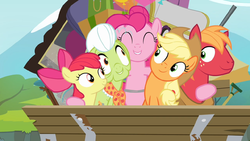Pinkie Pie hugging all of the Apples S4E09.png