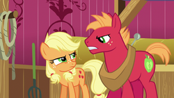 Young Applejack and Big McIntosh glare at each other S6E23.png