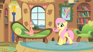 Fluttershy taking care of Philomena S01E22.png