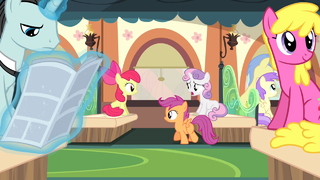 Cutie Mark Crusaders on the train S4E19.png