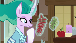 Mistmane levitating different herbs and leaves S7E16.png