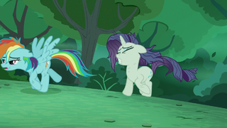 'Rainbow' and 'Rarity' emerges from the bushes S5E26.png