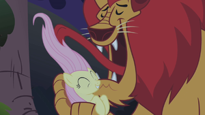 Manticore licking Fluttershy's mane S1E02.png
