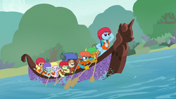 Rainbow Dash leading while the Young Six row S8E9.png