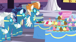Wonderbolts queue up to get their plates S5E15.png