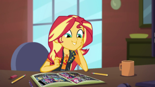 Sunset Shimmer drawing a comic book EGDS11.png