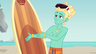 Zephyr Breeze pointing to his surfboard EGDS19.png