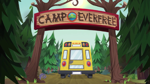 CHS bus drives through the Camp Everfree entrance EG4.png