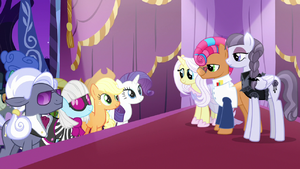 Contestant ponies waiting for the judges' votes S7E9.png