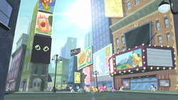 Main cast walking on the streets of Manehattan S4E08.png