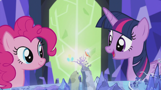Pinkie and Rainbow's cutie marks spinning around Griffonstone S5E8.png