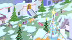Mane 6 laughing in snowy Canterlot S2E11.png