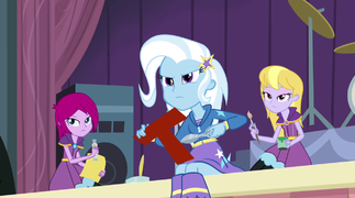 Trixie and friends glaring at Sunset EG2.png