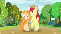 Bright Mac and Pear Butter walking in spring S7E13.png
