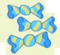 三个蓝黄相间的物体，在不同资料中分别被认作糖果和蝴蝶结