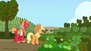 Big McIntosh and Applejack looking at Sweet Apple Acres S01E04.png