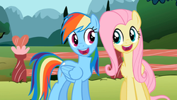 Rainbow and Fluttershy smile S2E07.png