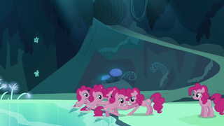 More Pinkie Pie clones coming out of the pond S3E03.png