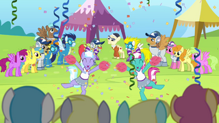 Cheerleaders cheering for Cloudsdale S4E10.png