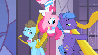 Pinkie Pie hanging from the ceiling S1E26.png