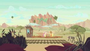 AJ and Fluttershy look at Peaks of Peril S8E23.png