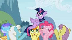 Twilight being carried by ponies S1E3.png