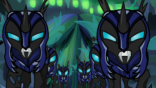 Changeling guards snarling at Discord S6E26.png