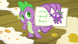 Spike presenting a note S3E09.png
