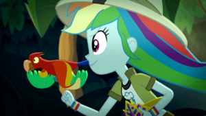 Parrot flying alongside Rainbow Dash SS12.png