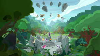 Pillars of Old Equestria are released from limbo S7E25.png