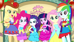 Mane Six posing for their Fall Formal photo SS2.png