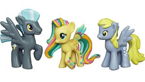 Thunderlane, Derpy and rainbowfied Fluttershy toys.png