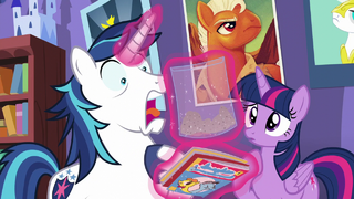 Shining Armor shocked to find his comic in ashes S5E19.png