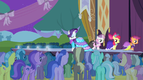 Rarity and CMC walking on the catwalk S4E13.png