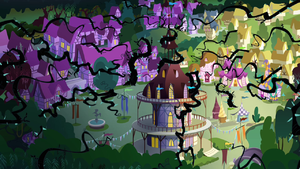 Ponyville covered in vines S4E01.png