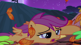 Scootaloo in leaves S3E6.png