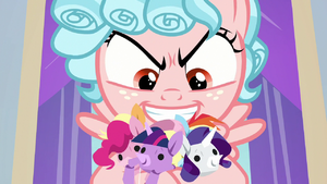 Cozy Glow holding Mane Six puppets S8E26.png
