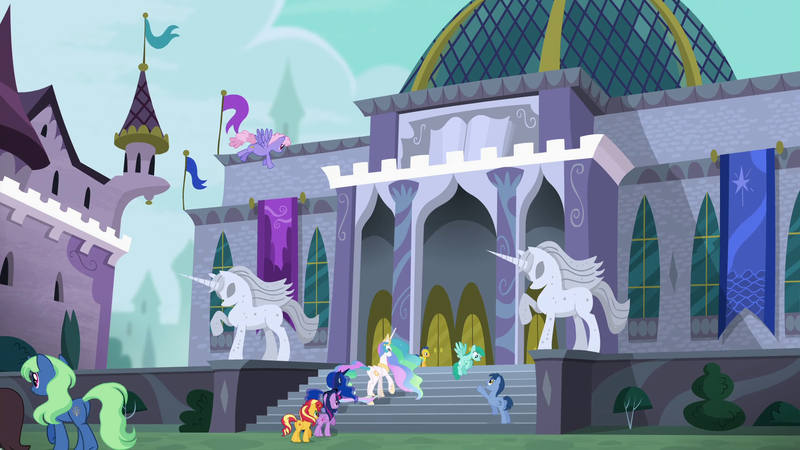 文件:Sunset and princesses approach Canterlot Library EGFF.png - 小马中文维基 ...