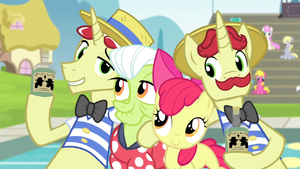 Flim and Flam next to Apple Bloom and Granny S4E20.png