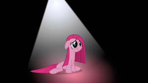 Pinkie Pie surrounded by darkness under a cone of light S01E25.png